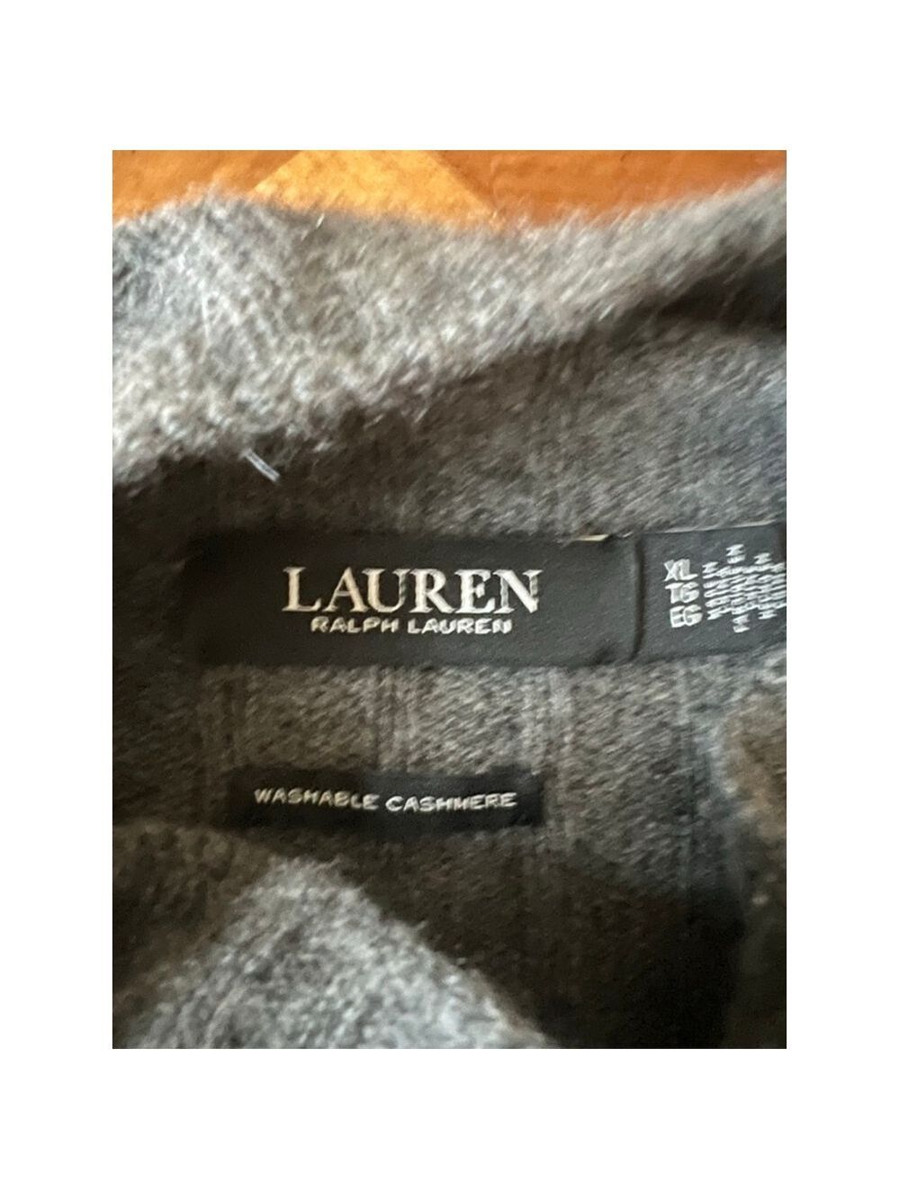 NWOT LAUREN Ralph Lauren Gray Ribbed Washable Cashmere Turtleneck Sweater XL - Picture 2 of 5